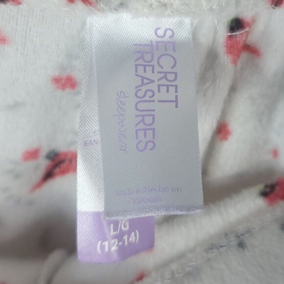 Secret Treasures Holiday Pajama Set Cream Size 12 Large Fleece Winter Cardinal - Picture 12 of 13